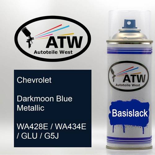 Chevrolet, Darkmoon Blue Metallic, WA428E / WA434E / GLU / G5J: 400ml Sprühdose, von ATW Autoteile West.